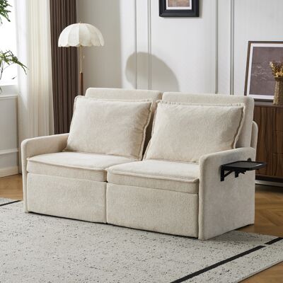 KELLANY Sofá Con Función De Sueño, Sofá Cama Con Cojines Y Usb, Sofá Y Sofá 3 En 1 Con Respaldo Ajustable En 5 Etapas, Sofá Cama Plegable Con Almacenamiento, Chenilla, Beige KELLANY Sofá Con Función De Sueño, Sofá Cama Con Cojines Y Usb, Sofá Y Sofá 3 En 1 Con Respaldo Ajustable En 5 Etapas, Sofá Cama Plegable Con Almacenamiento, Chenilla, Beige