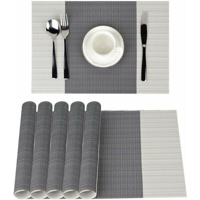 DPZO Juego De 6 Manteles Individuales Antideslizantes De Pvc, Lavables (45 X 30 Cm), Ideales Para La Cocina, El Salón, El Jardín O El Comedor (rayas Grises). DPZO Juego De 6 Manteles Individuales Antideslizantes De Pvc, Lavables (45 X 30 Cm), Ideales Para La Cocina, El Salón, El Jardín O El Comedor (rayas Grises).