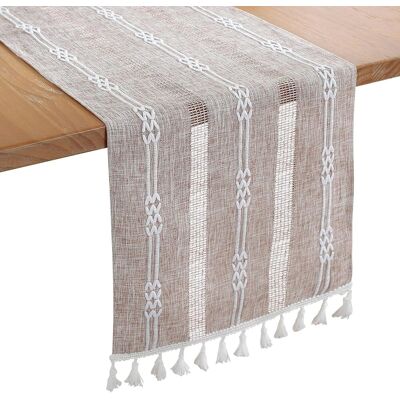 OEM Camino De Mesa De Estilo Rústico Moderno, Color Marrón Café, 180 X 33 Cm. OEM Camino De Mesa De Estilo Rústico Moderno, Color Marrón Café, 180 X 33 Cm.