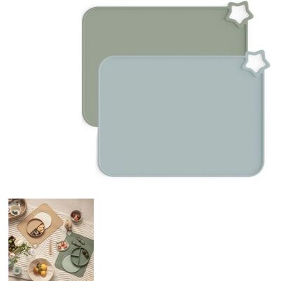 OEM Manteles Individuales Silicona, Impermeables Resistentes Aceite, Mantel Individual Lavable, Manchas, Antideslizantes 2-48x23 Cm, Azul/verde OEM Manteles Individuales Silicona, Impermeables Resistentes Aceite, Mantel Individual Lavable, Manchas, Antideslizantes 2-48x23 Cm, Azul/verde