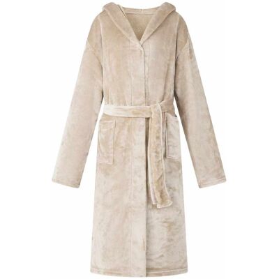 Vidaxl Bata Con Capucha Beige Xxxl Franela Vidaxl Bata Con Capucha Beige Xxxl Franela