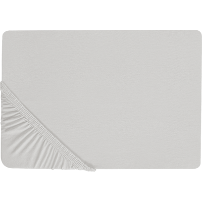 Beliani Sábana Ajustable de Algodón Gris Claro - Sábana Beliani Sábana Ajustable de Algodón Gris Claro - Sábana