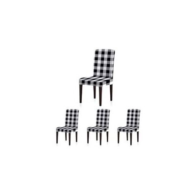 OEM Fundas De Silla De Spandex Elásticas Y Extraíbles Con Estampado De Cuadros Tipo Búfalo Para Comedor, Restaurante, Hotel, Banquetes, Ceremonia, Juego De 4, Cuadros Blancos Y Negros - Crezuo OEM Fundas De Silla De Spandex Elásticas Y Extraíbles Con Estampado De Cuadros Tipo Búfalo Para Comedor, Restaurante, Hotel, Banquetes, Ceremonia, Juego De 4, Cuadros Blancos Y Negros - Crezuo