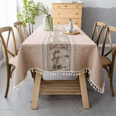 OEM Elegantes Manteles Estampados De Estilo Chino,mantel De Lino Lavable Para Mesa De Cena,ideal Para Reuniones Familiares (marrón,140 X 180 Cm) OEM Elegantes Manteles Estampados De Estilo Chino,mantel De Lino Lavable Para Mesa De Cena,ideal Para Reuniones Familiares (marrón,140 X 180 Cm)