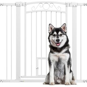 Pawhut - Barrera Para Perros Puerta Para Perros Con Ancho Ajustable 76-104 Cm 2 Extensiones Doble Bloqueo Y Puerta Pequeña Blanco Pawhut - Barrera Para Perros Puerta Para Perros Con Ancho Ajustable 76-104 Cm 2 Extensiones Doble Bloqueo Y Puerta Pequeña Blanco
