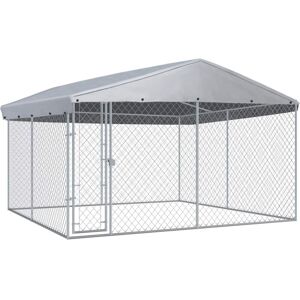 Perrera De Exterior Con Techo 382x382x225 Cm Vidaxl Perrera De Exterior Con Techo 382x382x225 Cm Vidaxl