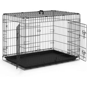 Jaula Para Perros De Alambre Metálico De 2 Puertas, Caja Para Perros Perrera Plegable 107x70x78cm - Vounot Jaula Para Perros De Alambre Metálico De 2 Puertas, Caja Para Perros Perrera Plegable 107x70x78cm - Vounot