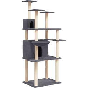 vidaXL Árbol para gatos con postes de sisal 166 cm - gris oscuro vidaXL Árbol para gatos con postes de sisal 166 cm - gris oscuro
