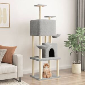 vidaXL Árbol para gatos con postes de sisal y 2 cestas 180 cm - gris claro vidaXL Árbol para gatos con postes de sisal y 2 cestas 180 cm - gris claro