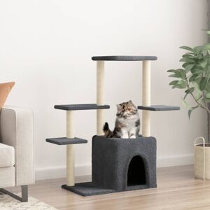 vidaXL Árbol para gatos con postes de rascado de sisal 97,5 cm - gris oscuro vidaXL Árbol para gatos con postes de rascado de sisal 97,5 cm - gris oscuro