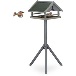 Relaxdays Comedero Pájaros Con Soporte, Techo Resistente A Intemperie, Casa Alimentación, Madera, 120x62x55 Cm, Gris Relaxdays Comedero Pájaros Con Soporte, Techo Resistente A Intemperie, Casa Alimentación, Madera, 120x62x55 Cm, Gris