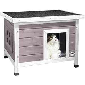 Vounot - Casa Para Gatos De Madera Con Techo Asfáltico, Cabaña Mascotas 57x45x43 Cm, Gris Vounot - Casa Para Gatos De Madera Con Techo Asfáltico, Cabaña Mascotas 57x45x43 Cm, Gris
