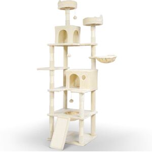 Vounot Árbol Rascador para Gatos - 215cm, Beige, Multiniveles Vounot Árbol Rascador para Gatos - 215cm, Beige, Multiniveles