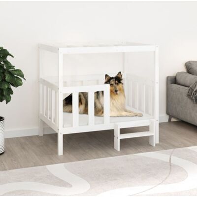 Cama para perros de madera de pino maciza blanca vidaXL - Cama para perros Cama para perros de madera de pino maciza blanca vidaXL - Cama para perros