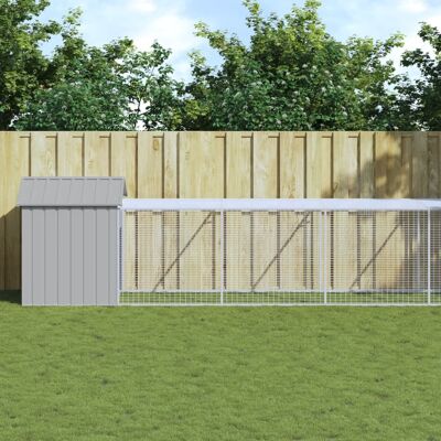 Gallinero con corral gris claro vidaXL - 117x609x123 cm Gallinero con corral gris claro vidaXL - 117x609x123 cm