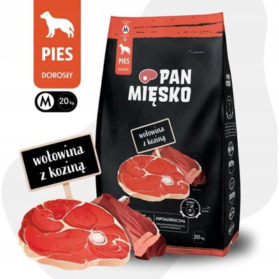 Pan Mięsko Comida seca para perros de vacuno y cabra M 20kg - Alimento para perros Pan Mięsko Comida seca para perros de vacuno y cabra M 20kg - Alimento para perros