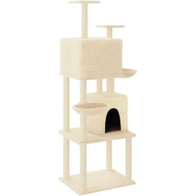 vidaXL Rascador para gatos con postes de sisal y 2 cestas 180 cm - crema (172031) vidaXL Rascador para gatos con postes de sisal y 2 cestas 180 cm - crema (172031)