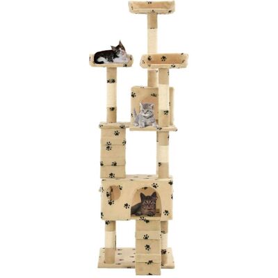Helloshop26 - Árbol para gatos beige huella 170cm Helloshop26 - Árbol para gatos beige huella 170cm