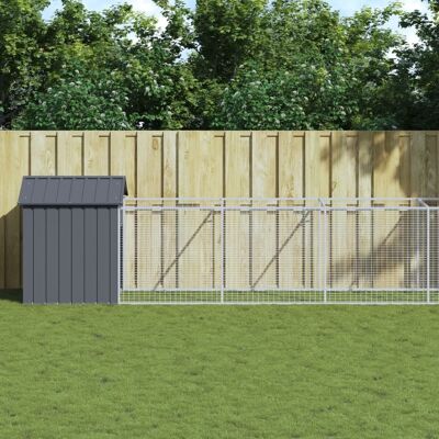 Casa para perros vidaXL con corral - Acero, Antracita 117x1221x123 cm Casa para perros vidaXL con corral - Acero, Antracita 117x1221x123 cm
