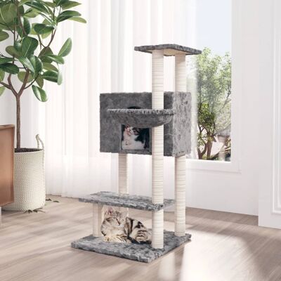 Árbol para Gatos con Postes de Sisal en Gris Claro - árbol para gatos Árbol para Gatos con Postes de Sisal en Gris Claro - árbol para gatos