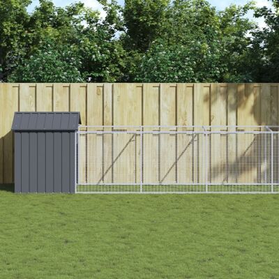 Caseta para perros vidaXL con techo - Antracita - 117x813x123 cm - Jaula con patio Caseta para perros vidaXL con techo - Antracita - 117x813x123 cm - Jaula con patio