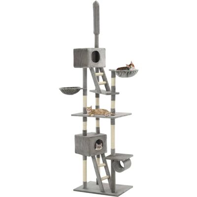 vidaXL Árbol para Gatos con Poste de Sisal 230-260cm Gris - Árbol para Gatos vidaXL Árbol para Gatos con Poste de Sisal 230-260cm Gris - Árbol para Gatos
