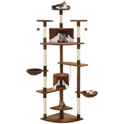 Helloshop26 Árbol para Gatos Marrón Blanco - Múltiples Niveles Helloshop26 Árbol para Gatos Marrón Blanco - Múltiples Niveles