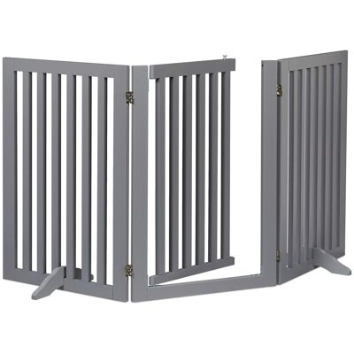 Relaxdays Barrera Seguridad Niños Y Animales, Valla Protección Mascotas, Puerta, 70x154cm, Plegable, 3 Paneles, Gris Relaxdays Barrera Seguridad Niños Y Animales, Valla Protección Mascotas, Puerta, 70x154cm, Plegable, 3 Paneles, Gris