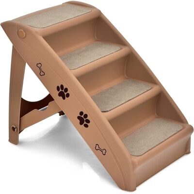 Costway - 4-Step Plastic Pet Stair - Marrón - Pet stairs Costway - 4-Step Plastic Pet Stair - Marrón - Pet stairs