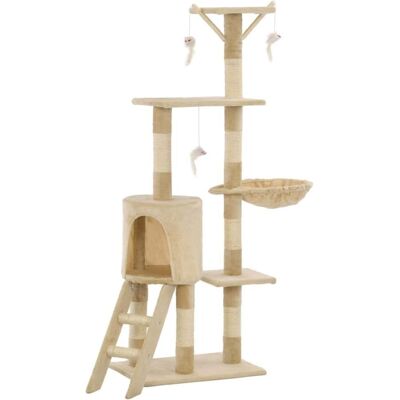 Helloshop26 - Árbol para Gatos Beige de 138cm con Sisal y Juguetes Helloshop26 - Árbol para Gatos Beige de 138cm con Sisal y Juguetes