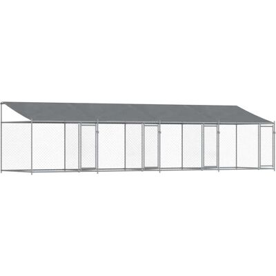 Vidaxl - Jaula De Perros Techo Y Puertas Acero Galvanizado Gris 8x2x2 M Vidaxl - Jaula De Perros Techo Y Puertas Acero Galvanizado Gris 8x2x2 M