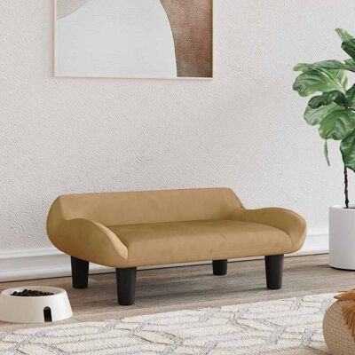 vidaXL Cama para perros Marrón 70x40x24 cm Terciopelo - Dog Bed vidaXL Cama para perros Marrón 70x40x24 cm Terciopelo - Dog Bed