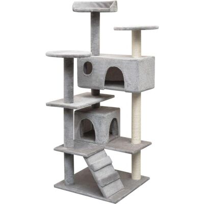Árbol para gatos Helloshop26 con sisal - 125cm Gris Árbol para gatos Helloshop26 con sisal - 125cm Gris