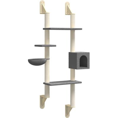 vidaXL Árbol para Gatos de Pared con Rascador - Gris Oscuro - Torre de Escalada para Gatos vidaXL Árbol para Gatos de Pared con Rascador - Gris Oscuro - Torre de Escalada para Gatos