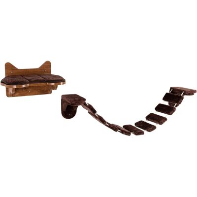 Estructura de Escalada para Gatos de Costway - Cama y Puente de Madera Estructura de Escalada para Gatos de Costway - Cama y Puente de Madera