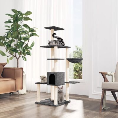 árbol para gatos vidaXL con postes de sisal gris oscuro - Árbol para gatos árbol para gatos vidaXL con postes de sisal gris oscuro - Árbol para gatos