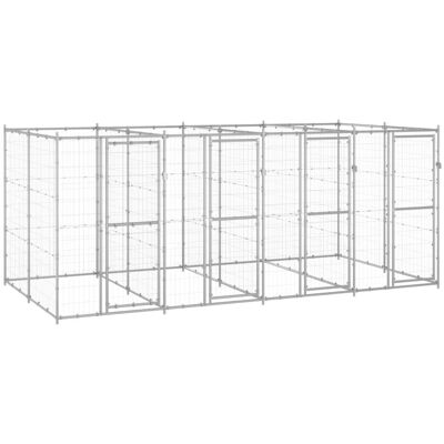 Perrera de exterior de acero galvanizado 9,68 m² vidaXL - Jaula para perros Perrera de exterior de acero galvanizado 9,68 m² vidaXL - Jaula para perros