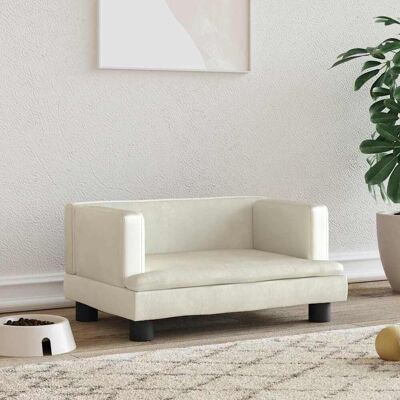 vidaXL Cama para perros Crema 60x40x30 cm Terciopelo - Dog Bed vidaXL Cama para perros Crema 60x40x30 cm Terciopelo - Dog Bed