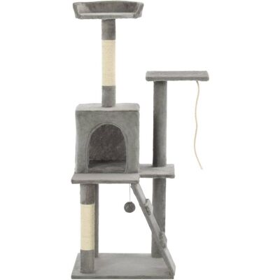 Árbol para Gatos Helloshop26 - 120cm Gris con Sisal y Casa Acogedora Árbol para Gatos Helloshop26 - 120cm Gris con Sisal y Casa Acogedora