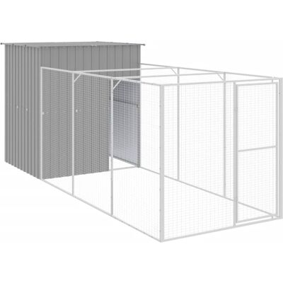 Caseta y corral para perros vidaXL - Acero galvanizado, gris claro, 165x455x181 cm Caseta y corral para perros vidaXL - Acero galvanizado, gris claro, 165x455x181 cm