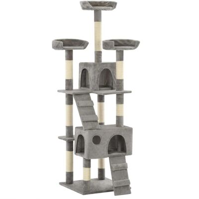 Helloshop26 - Árbol para gatos con nicho, felpa de sisal, 170 cm, gris Helloshop26 - Árbol para gatos con nicho, felpa de sisal, 170 cm, gris