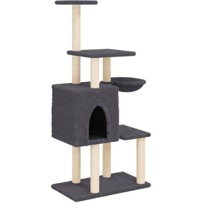 vidaXL Árbol para gatos con postes de sisal 131 cm - gris oscuro (172129) vidaXL Árbol para gatos con postes de sisal 131 cm - gris oscuro (172129)
