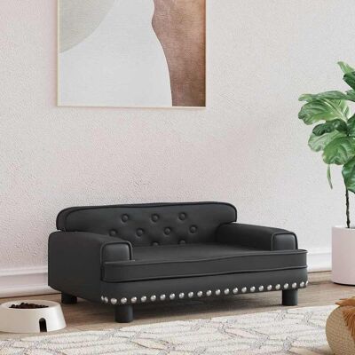 vidaXL Cama para perros negra 70x45x30 cm Cuero sintético - Cama para perros vidaXL Cama para perros negra 70x45x30 cm Cuero sintético - Cama para perros