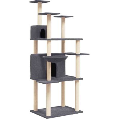 vidaXL Árbol para gatos con postes de sisal 166 cm - gris oscuro vidaXL Árbol para gatos con postes de sisal 166 cm - gris oscuro