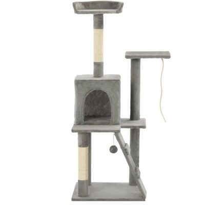 Árbol para Gatos Helloshop26 - 120cm Gris con Sisal y Casa Acogedora Árbol para Gatos Helloshop26 - 120cm Gris con Sisal y Casa Acogedora