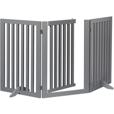 Relaxdays Barrera Seguridad Niños Y Animales, Valla Protección Mascotas, Puerta, 70x154cm, Plegable, 3 Paneles, Gris Relaxdays Barrera Seguridad Niños Y Animales, Valla Protección Mascotas, Puerta, 70x154cm, Plegable, 3 Paneles, Gris