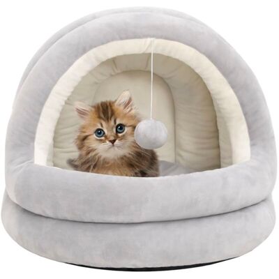 vidaXL Cama para gatos 50x50x45 cm Gris y crema - Cama para gatos vidaXL Cama para gatos 50x50x45 cm Gris y crema - Cama para gatos