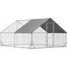 PawHut Gallinero para exterior grande 3x4x2 m jaula para 8-12 gallinas gallinero para gallinas de acero galvanizado con cubierta de pe y cerradura plata