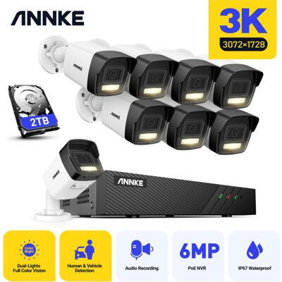 5mp Kit De Videovigilancia Poe 8ch Nvr Smart Doble Luz Cámara Alarma Sistema Seguridad 2tb - Annke 5mp Kit De Videovigilancia Poe 8ch Nvr Smart Doble Luz Cámara Alarma Sistema Seguridad 2tb - Annke