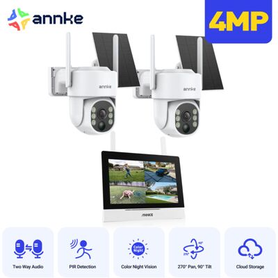 Kit De Vidéosurveillance Sans Fil 4mp,humanoïde Pir,audio Bidirectionnel Équipée De Panneaux Solaires,2 Caméras Extérieures - Annke Kit De Vidéosurveillance Sans Fil 4mp,humanoïde Pir,audio Bidirectionnel Équipée De Panneaux Solaires,2 Caméras Extérieures - Annke